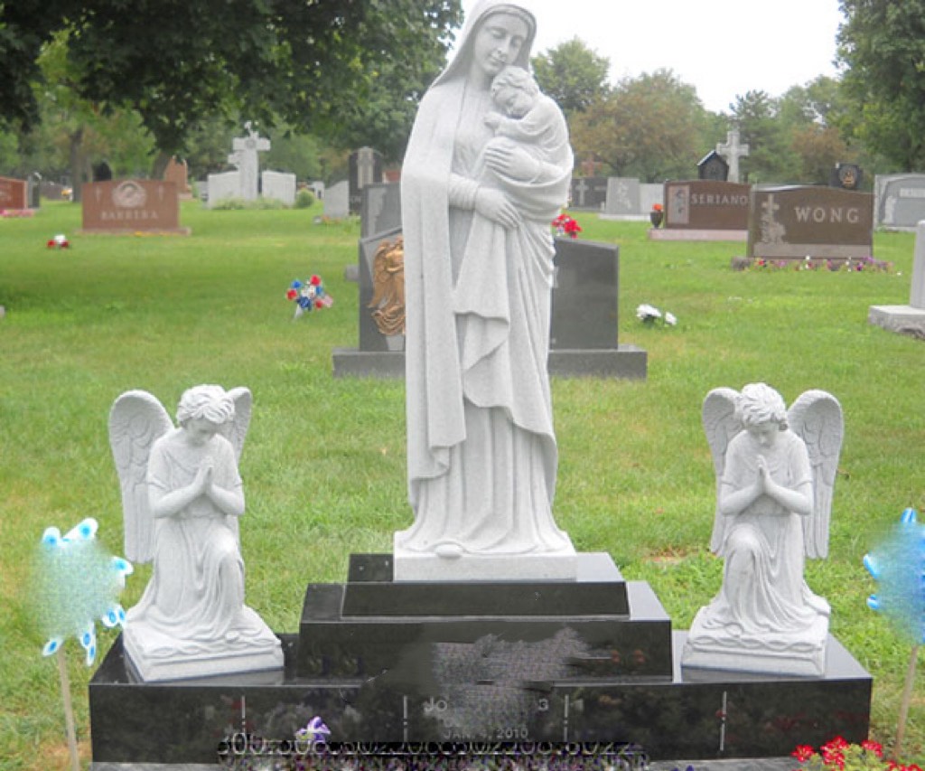 Madonna Holding Child and Praying Angel Monument Monument